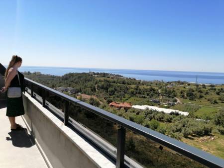 New huge villa with panoramic views of the sea and green surroundings.